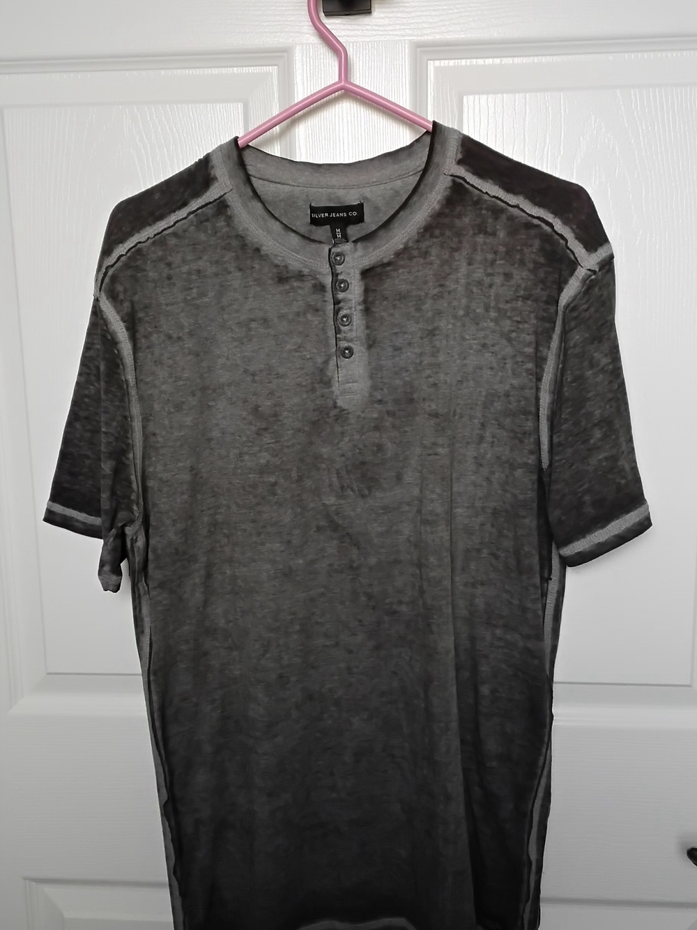 Silver Jeans Men’s Washed Gray Short-Sleeve Henley